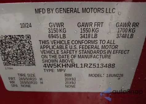 2024 Acura Zdx A-Spec z USA, uszkodzony, nr VIN 4W5KHNRL1RZ513488